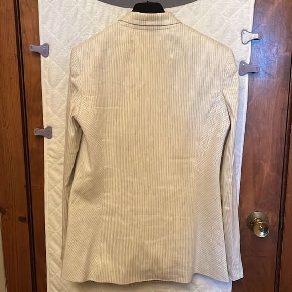 Elie Tahari Linen Cream Striped Jacket - Picture 2 of 8